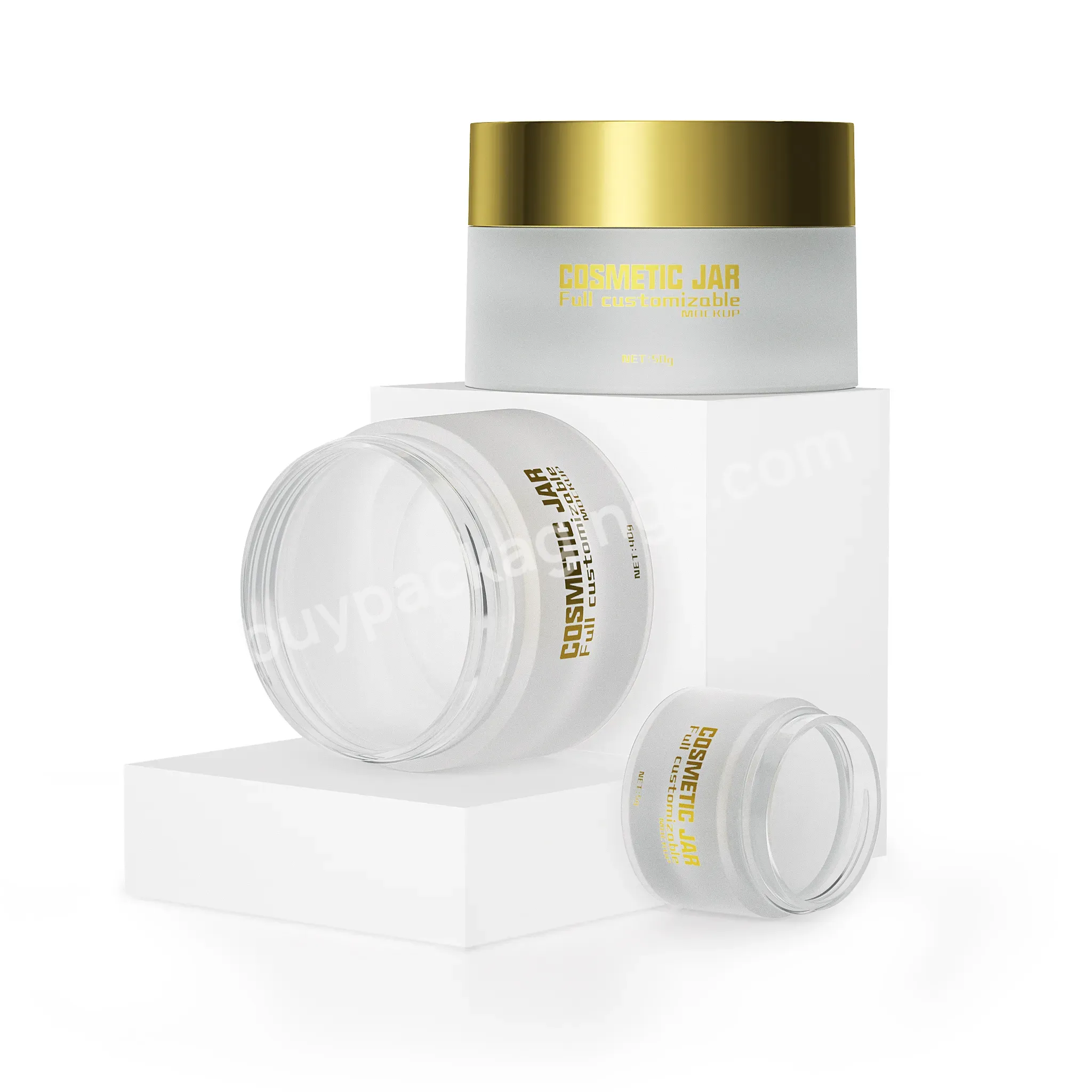 High Quality 5g 10g 20g 30g 50g 1oz Clear Empty Frosted Bulk Beauty Cosmetics Packaging Pet Plastic Jar Gold Cream Jar