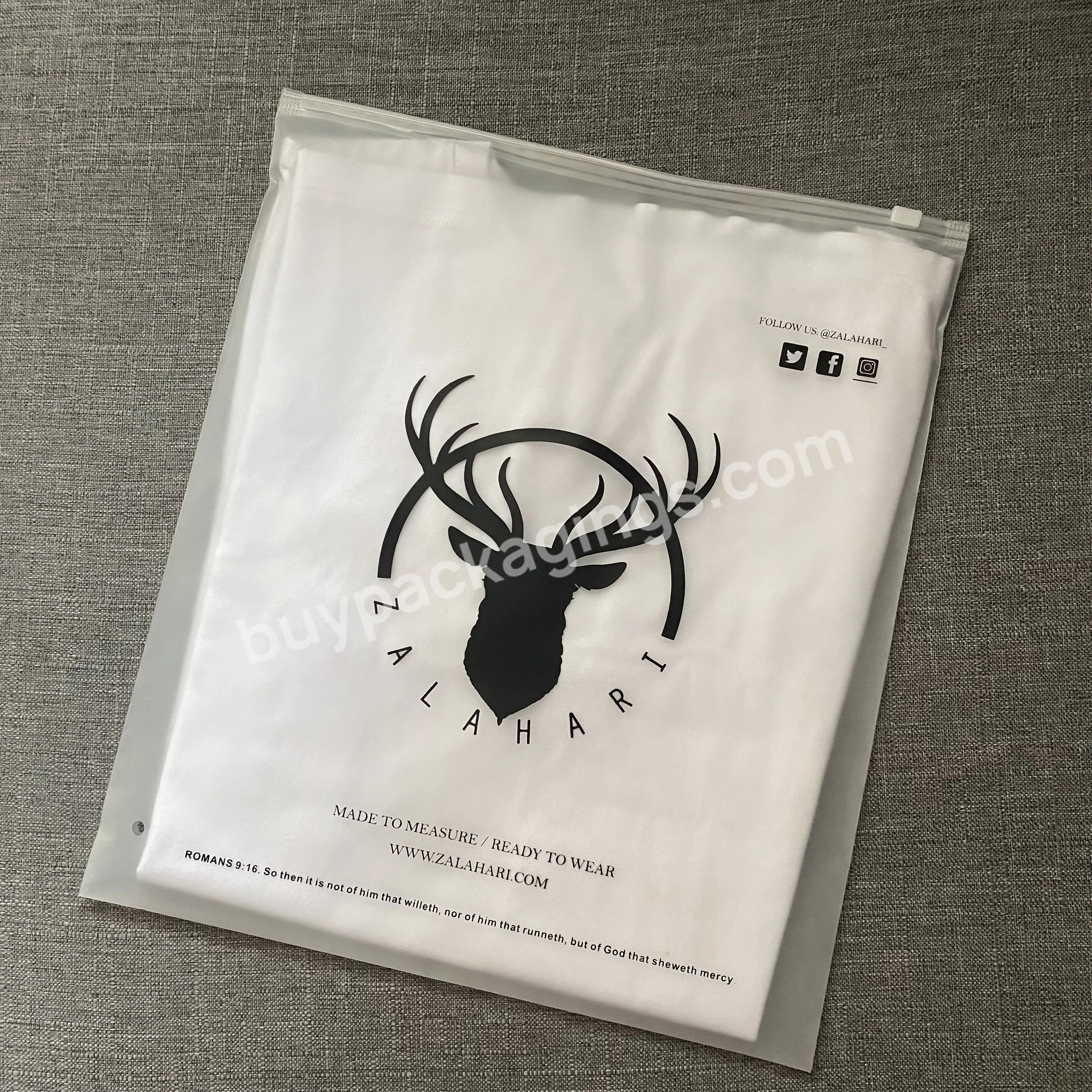 High Quality Beautiful Design Custom Size Logo Print Colorful Brand Frosted Zipper Bag For Clothes Plastic Packaging For Travel