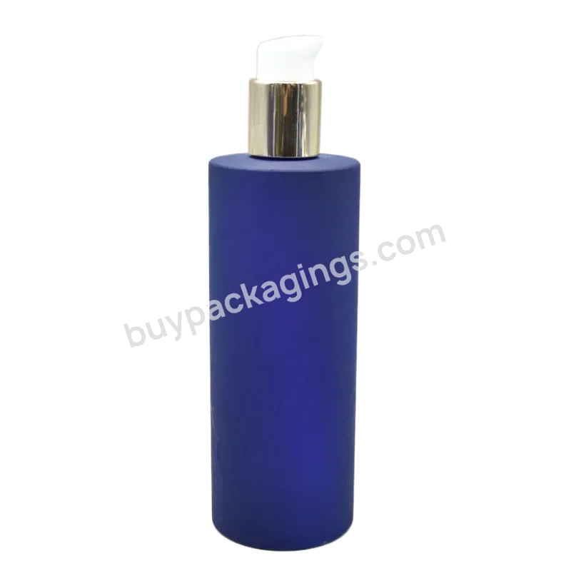 High Quality Blue Cream Jar With Cap Eco Friendly Empty Shower Gel Packaging Flat Shoulder Bottle Custom Capacity Lotion Bottle