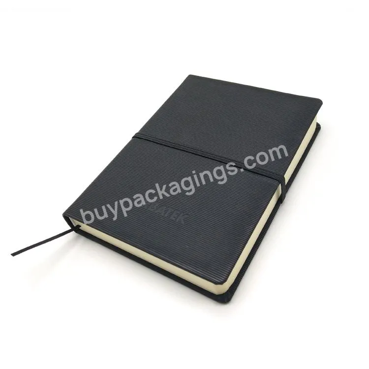 High quality business notebook a5 pu leather loose-leaf 6 ring binder soft cover with elastic strap diary refillable inner pages