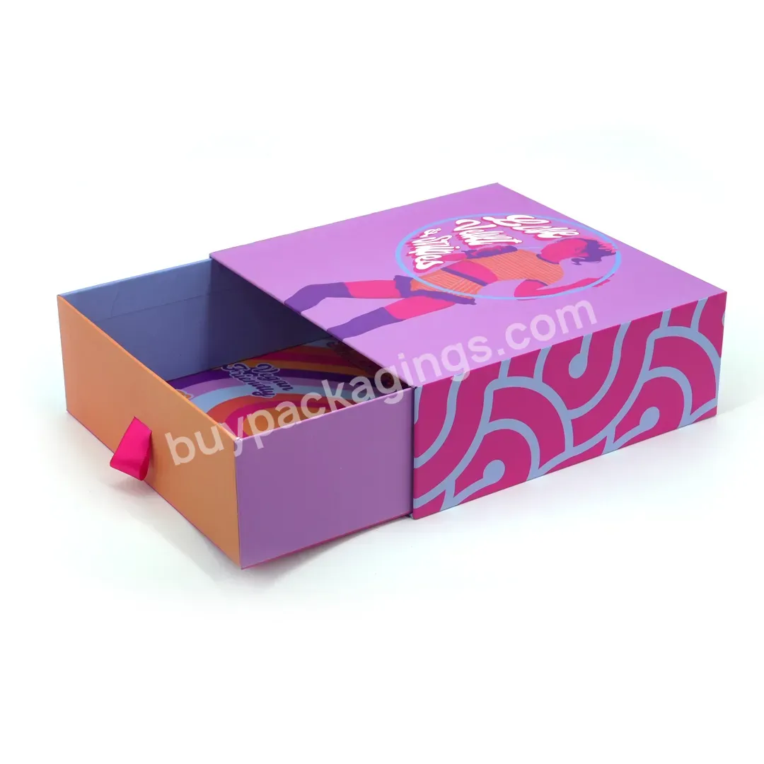 High Quality Cardboard Drawer Box With Ribbon Pull For Cosmetic Packages