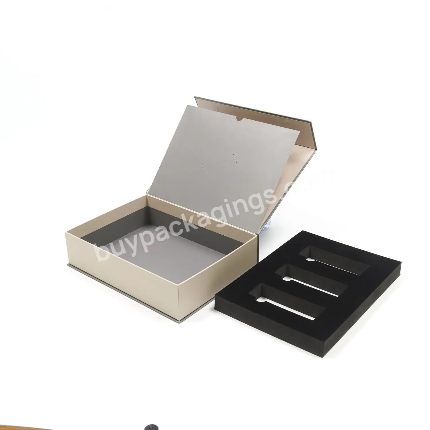 High Quality Cardboard Flip Top Packing Boxes With Magnetic Catch Eva Insert