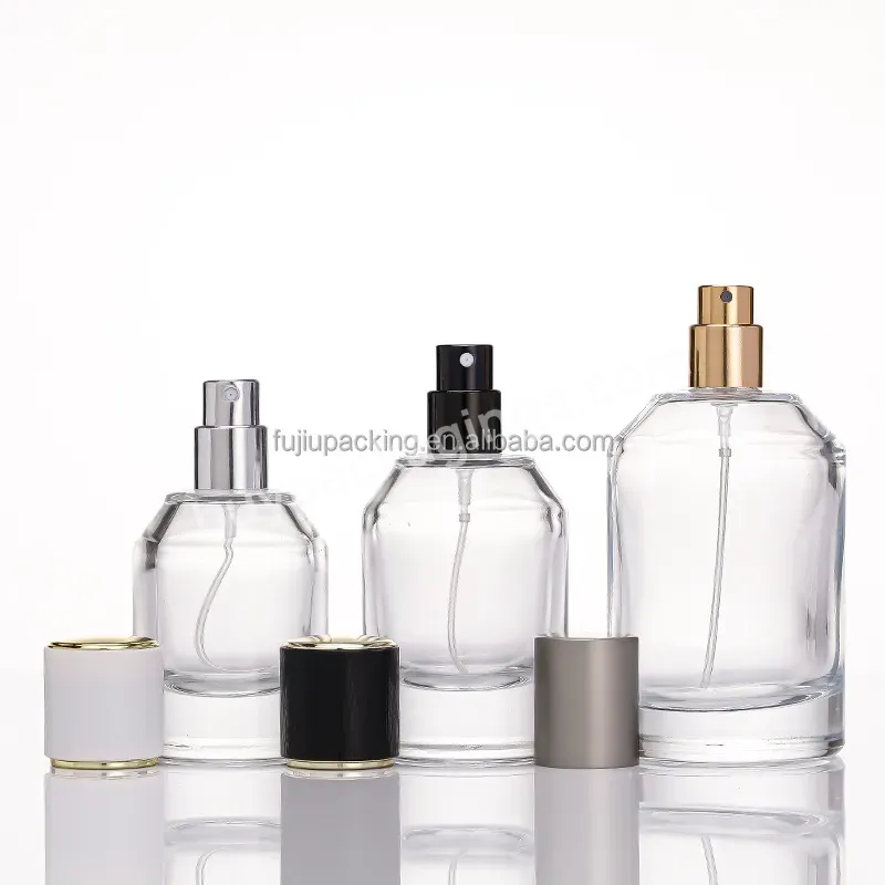 High Quality Clear 50ml Unique Perfume Bottle Empty Round Atomizer Perfume Bottle With Gold Cap