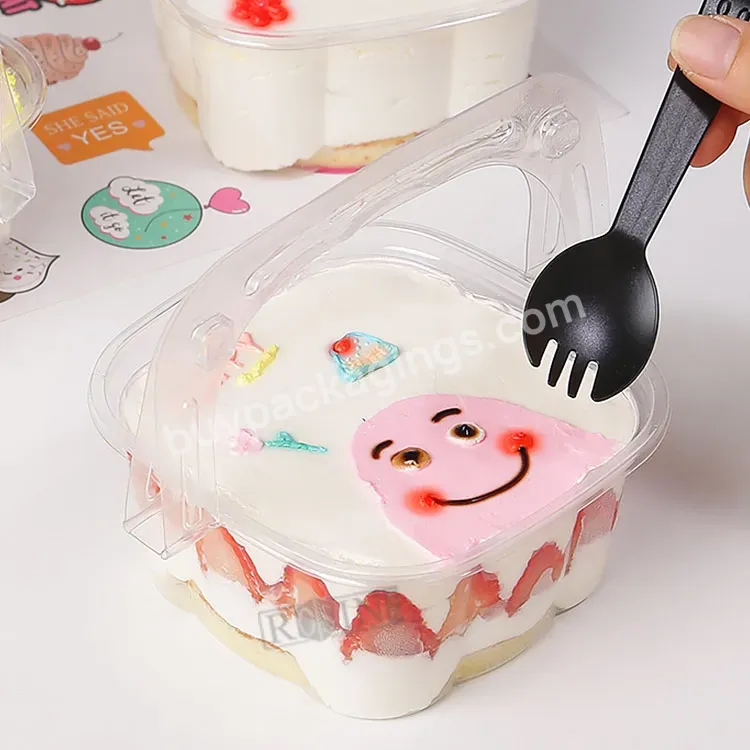 High Quality Clear Plastic Mousse Cake Packaging Box Basketshape Cake Box With Handle Clamshell Fruit Cake Biscuit Packaging Box