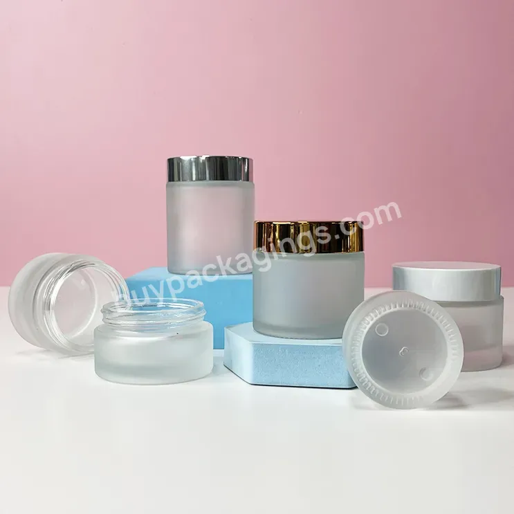 High Quality Clear Transparent Empty 20g 30g 50g 100g Cosmetic Matt Jar Glass Cream Jar With Gold Lid