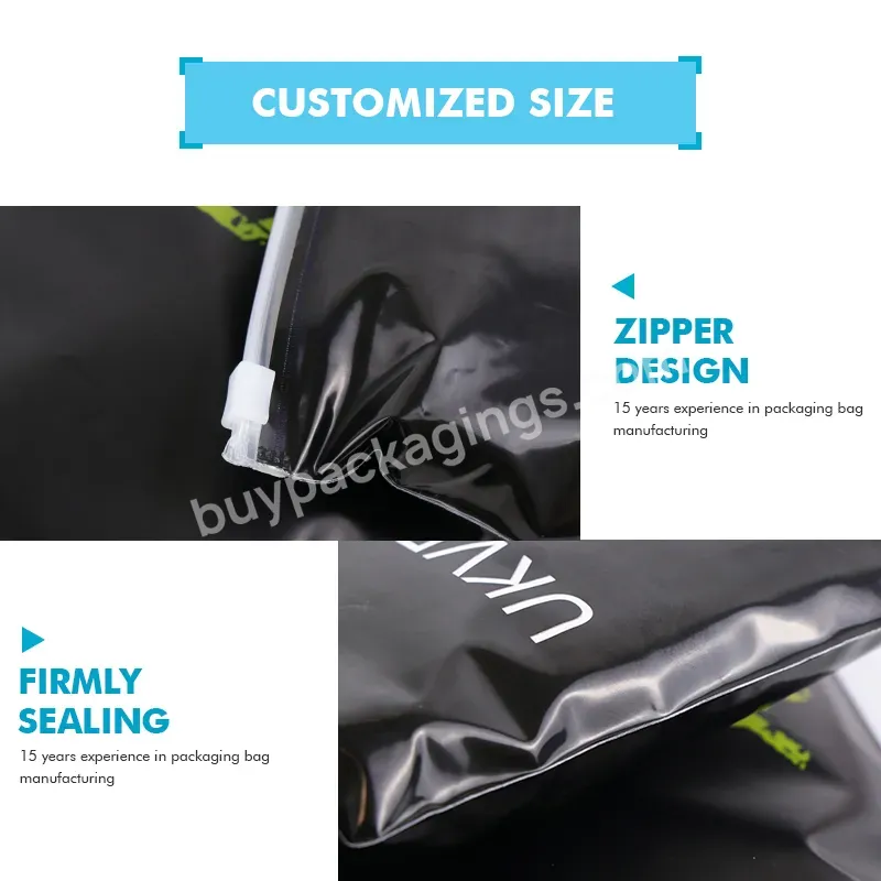 High Quality Composite Bag Black Packaging Zipper Garment Bag Custom Zip Lock With Logo For Clothing