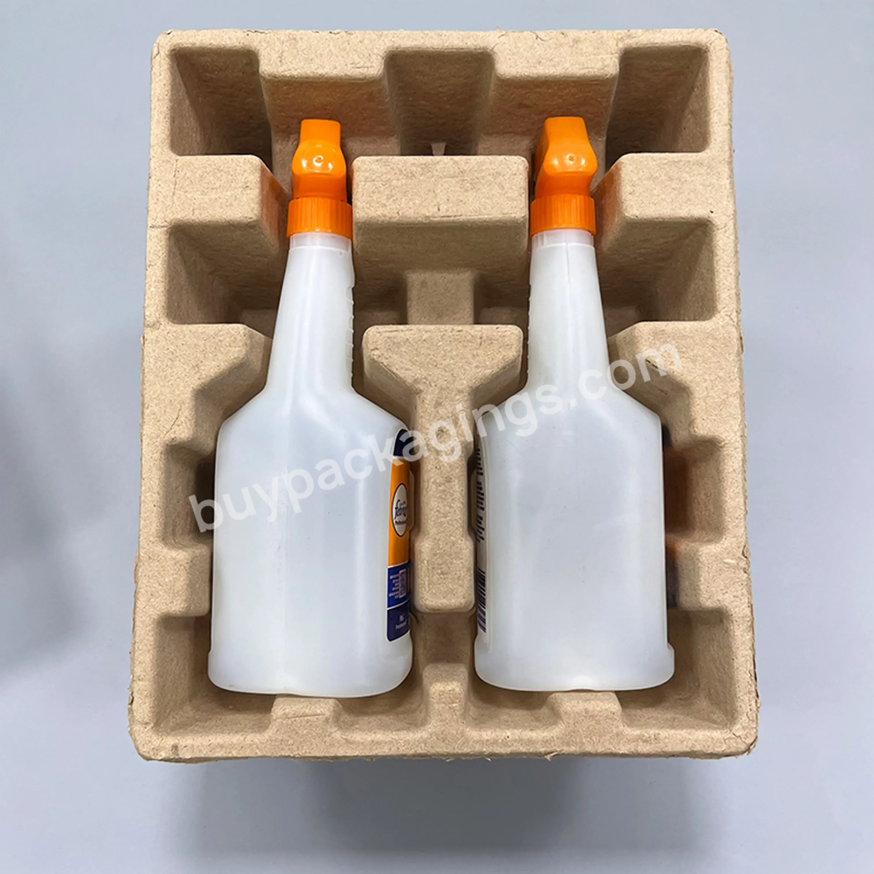 High Quality Cosmetic Wine Bottle Fibre Paper Square Box Package Mounded White Mold Tray Packaging Pulp Insert