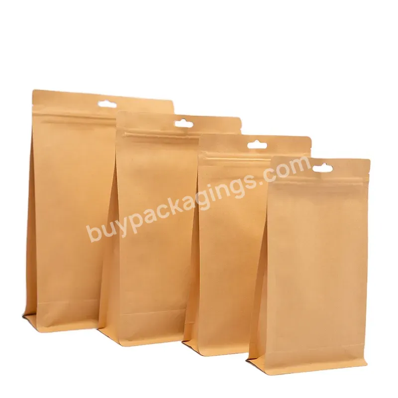 High Quality Craft Brown Paper Gift Bags Flat Bottom Zipper Sealing Custom Craft Paper Bag With Print