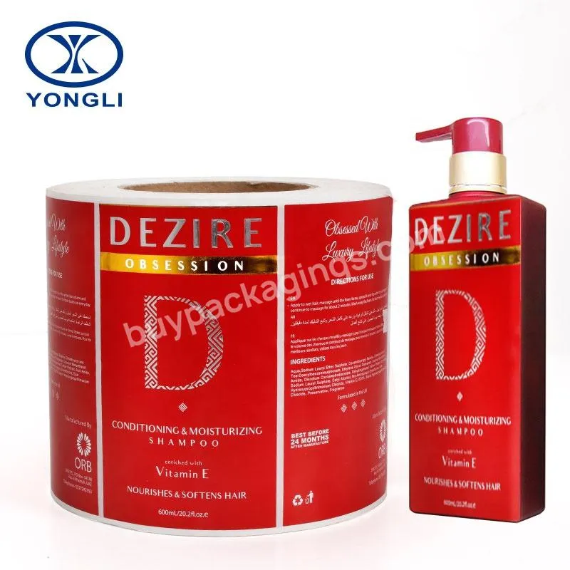 High quality Custom Adhesive Sticker For Plastic Vinyl Shampoo Bottle Hair Oil Private Labels