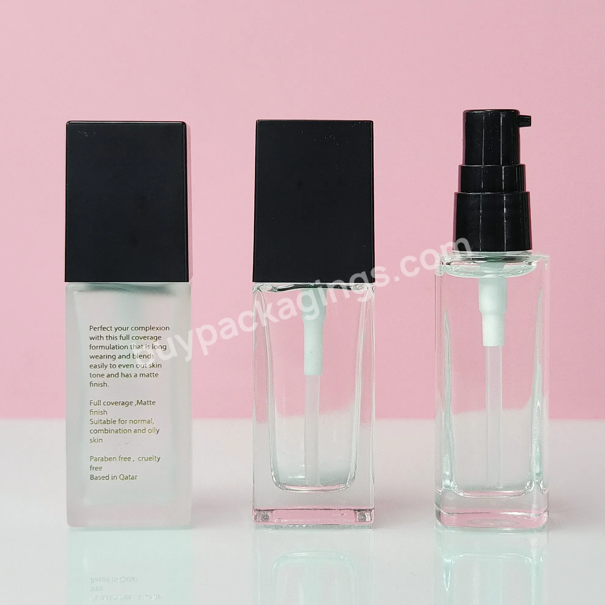 High Quality Custom Logo Empty Cream Pump 30ml 1oz Glass Liquid Foundation Glass Bottle With Lid