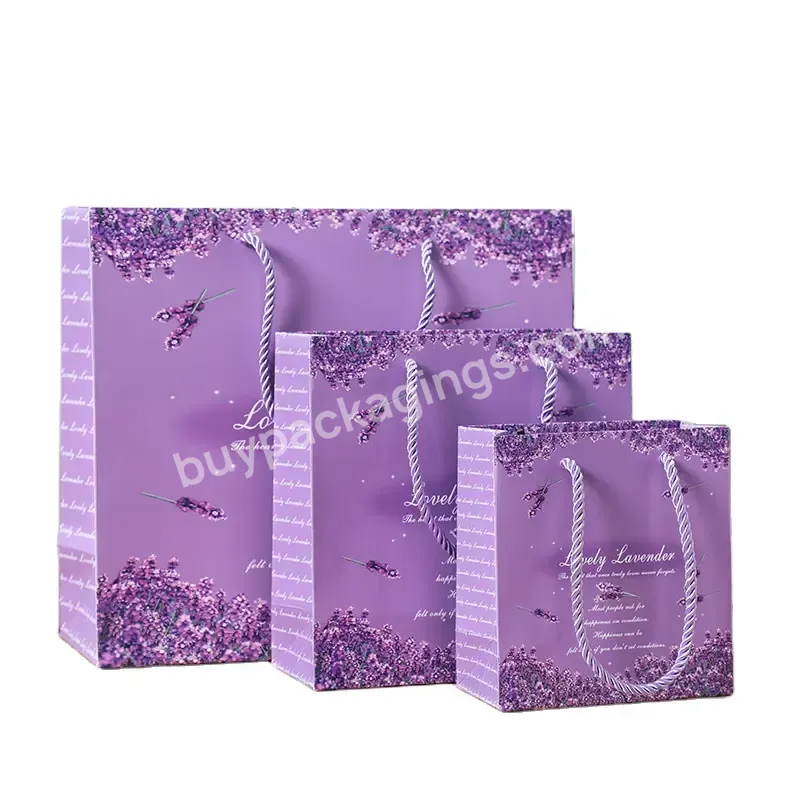 High Quality Custom Logo Wholesale Purple Luxury Shopping Bags Brand Store Gift Bags For Holiday Souvenir Gift Wrapping