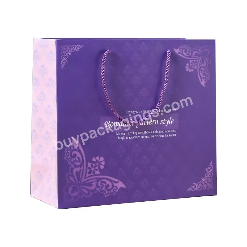 High Quality Custom Logo Wholesale Purple Luxury Shopping Bags Brand Store Gift Bags For Holiday Souvenir Gift Wrapping