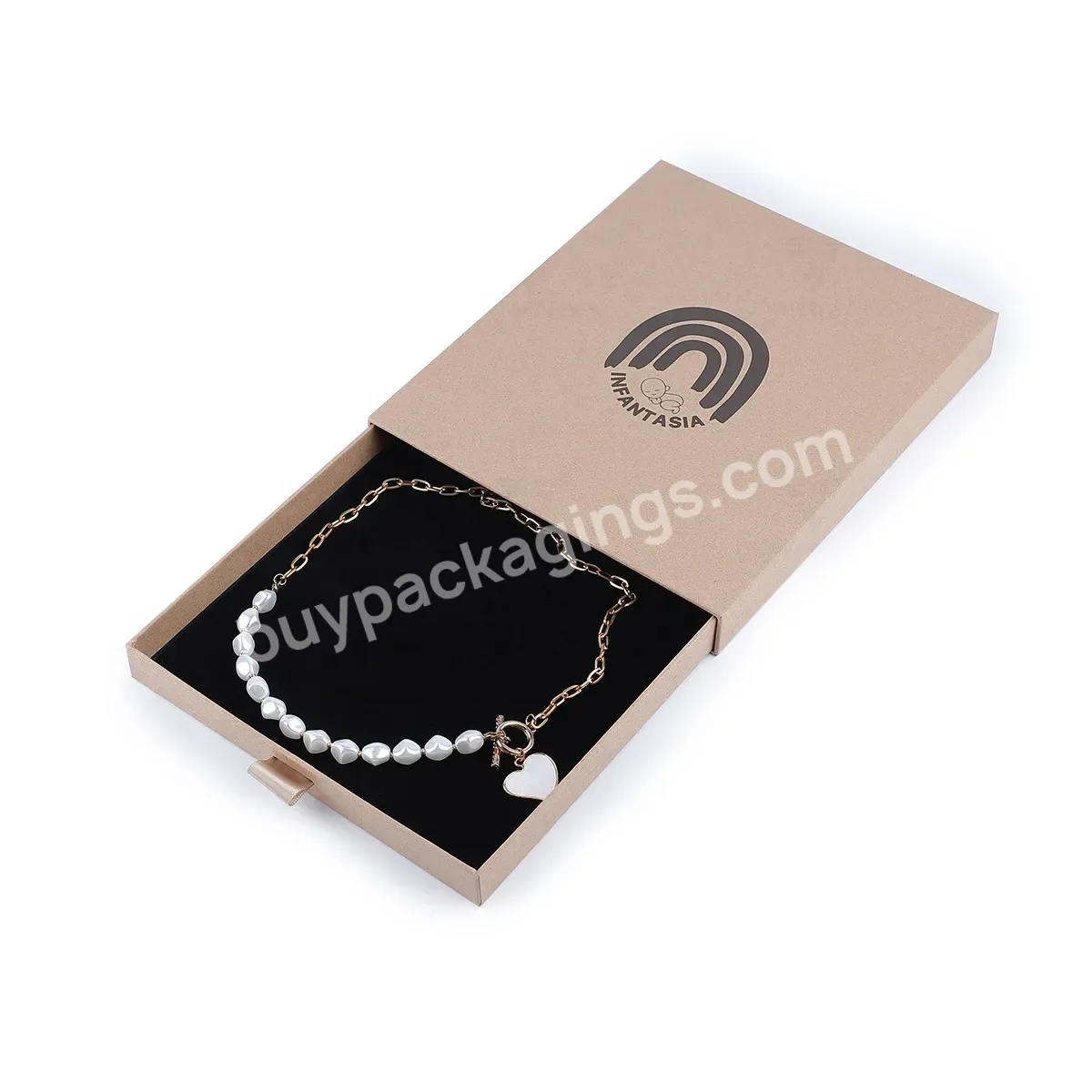 High Quality Custom Luxury Jewellery Necklace Ring Packaging Gift Brown Kraft Paper Pull Box