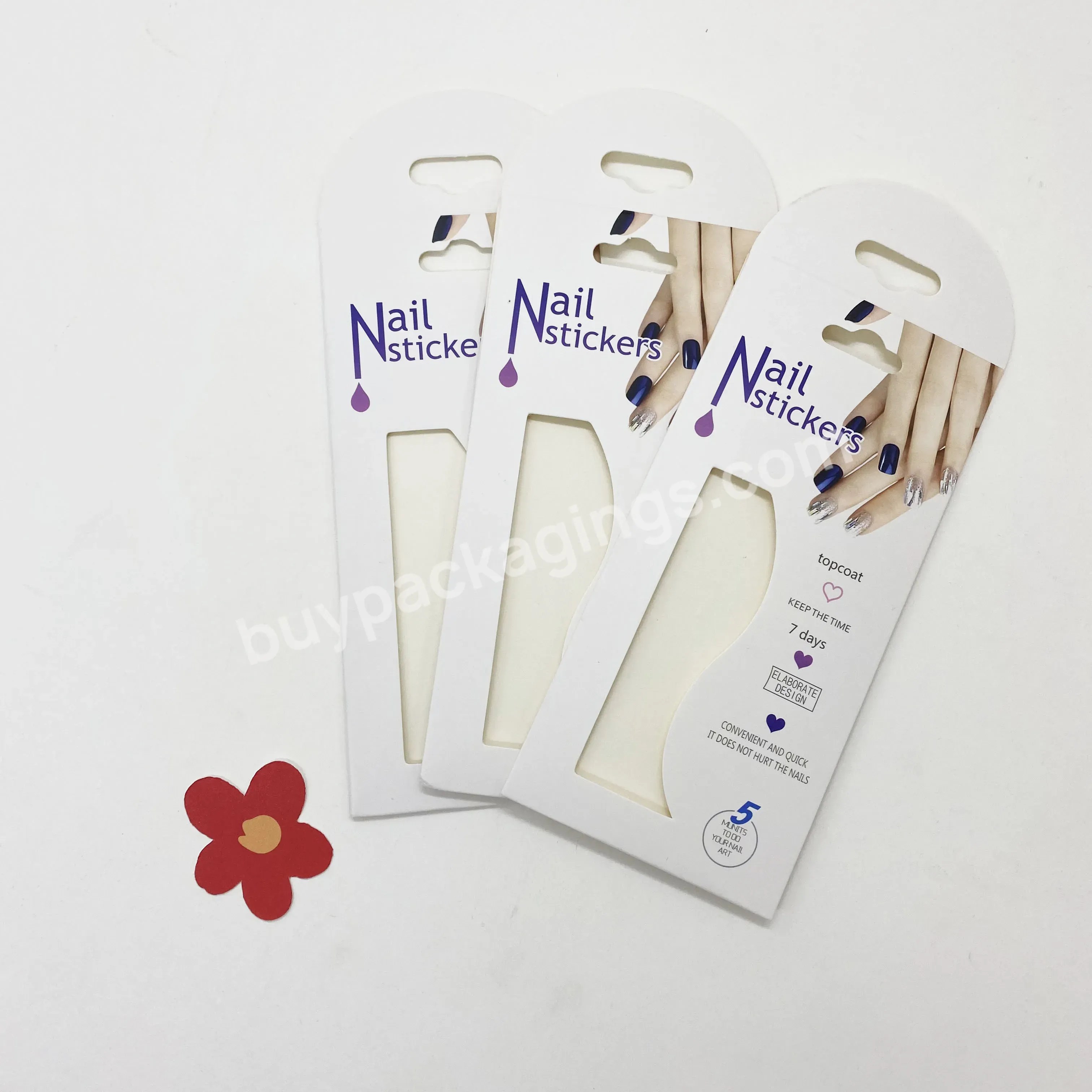 High Quality Custom Offset Printing Nail Stickers White Paper Packaging Envelope With Pvc Window