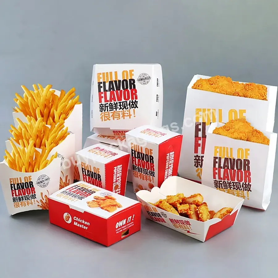 High Quality Custom Paper Boxes For Food Factory Wholesale Hamburger Fried Chicken Paper Boxes