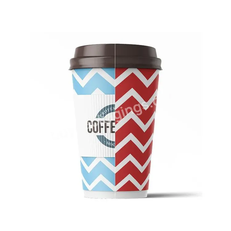 High Quality Custom Printing Takeaway Ripple Wall Disposable Reusable Milkshake Smoothie Hot Drink Soda Latte Coffee Paper Cups