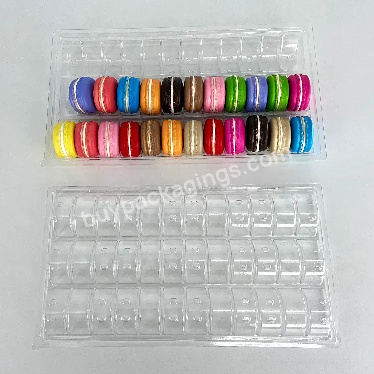 High Quality Customized 36 Compartment Transparent Makaron Clam Shell Packaging Tray With Lid