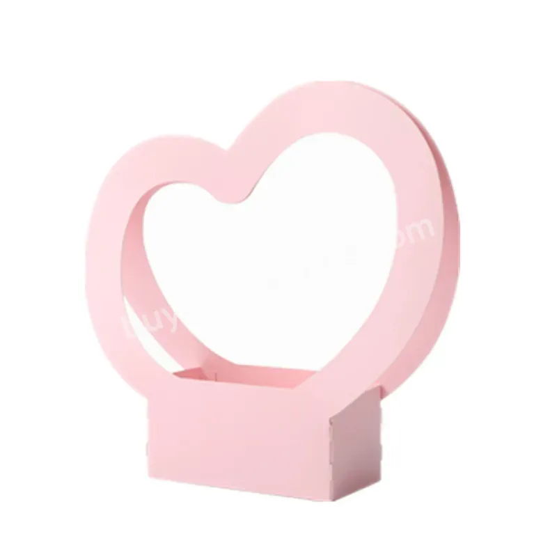 High Quality Customized Flower Display Love Hand-held Flower Basket Heart Shaped Portable Foldable Paper Box