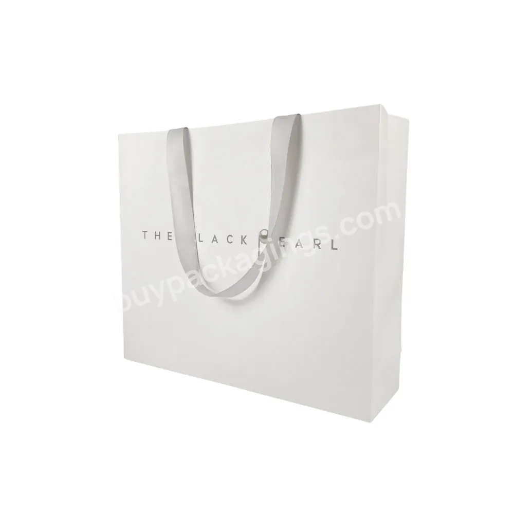 High Quality Customized Printed Logo Design Luxury Large Gift Shopping Bag With Ribbon Handle