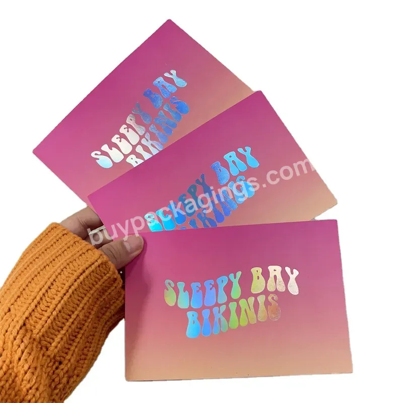 High Quality Eco Friendly And Recyclable Card Custom Pink Holographic Design Business Card Printing Thank You Greeting Card