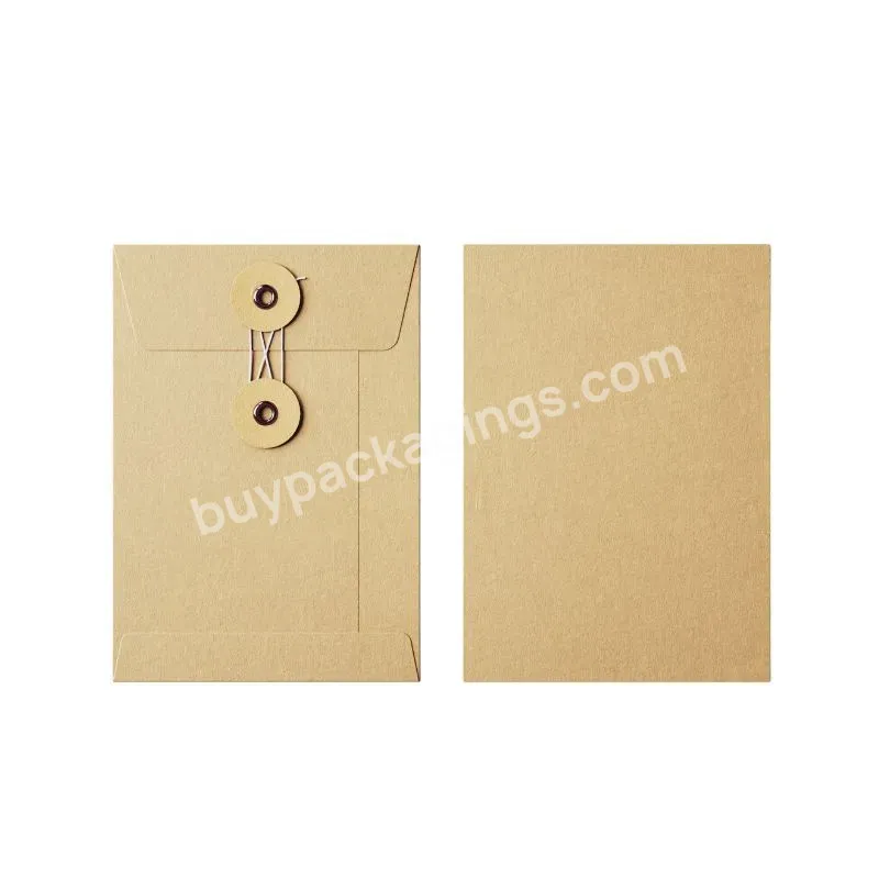 High Quality Eco Friendly Custom Brown Kraft Paper Envelope With Button And String
