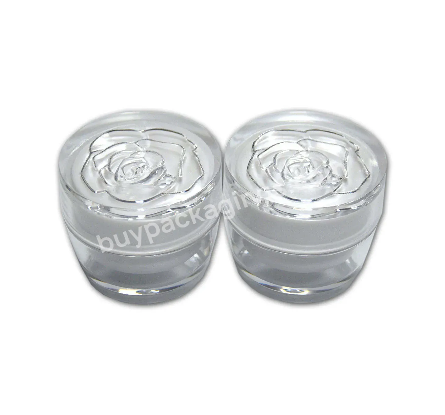 High Quality Elegant Flower Screw Cap Empty Double Skin Care Packaging Luxury Acrylic White Cosmetic Container Sleep Cream Jar