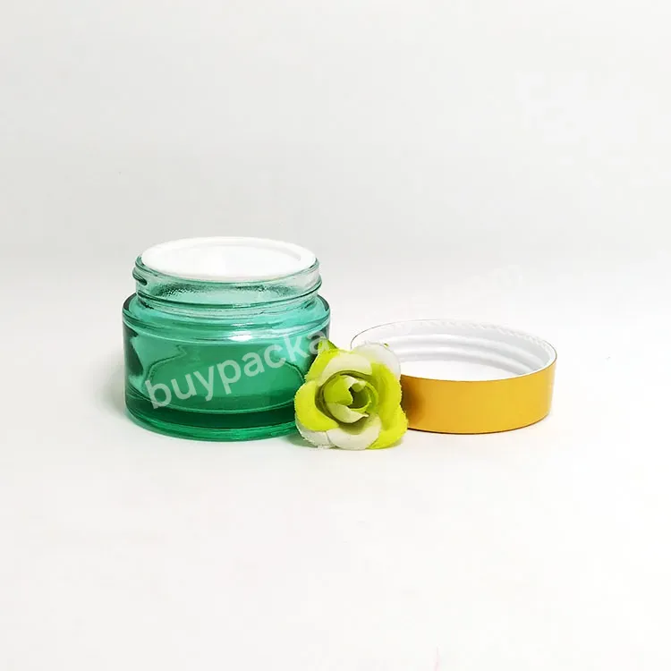 High Quality Empty 20g 30g 50g 100g Cosmetic Green Matte Jar Glass Cream Jar With Gold Lid - Buy 5 Ml Cosmetic Jar Glass,Wide Mouth Cosmetic Glass Jar,Glass Cosmetic Jar Eye Cream.