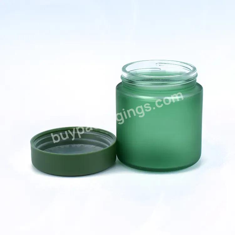 High Quality Empty Green Glass Jar With Black Screw Lid For Packaging 3.5g 7g Air Tight Glass Jar