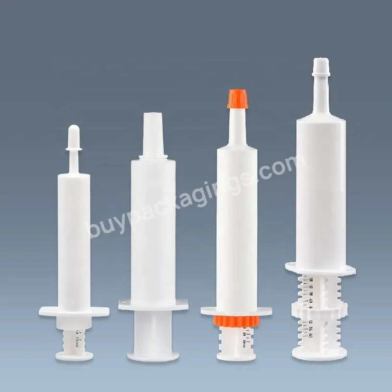 High Quality Empty Plastic Dial A Dose Pets Dog Cat Oral Syringe Horse Paste Packaging Container Syringes With Plastic Wide Tip