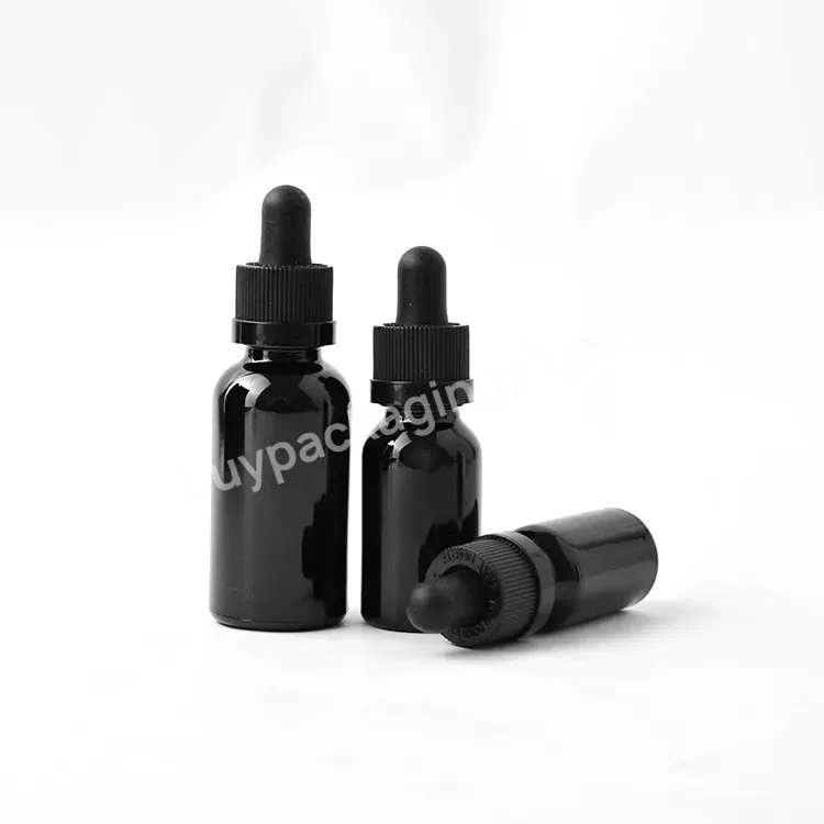 High Quality Essential Oil Packaging Painted Black Color 15ml 20ml 30ml Smell Proof Glass Dropper Bottle With Childproof Cap