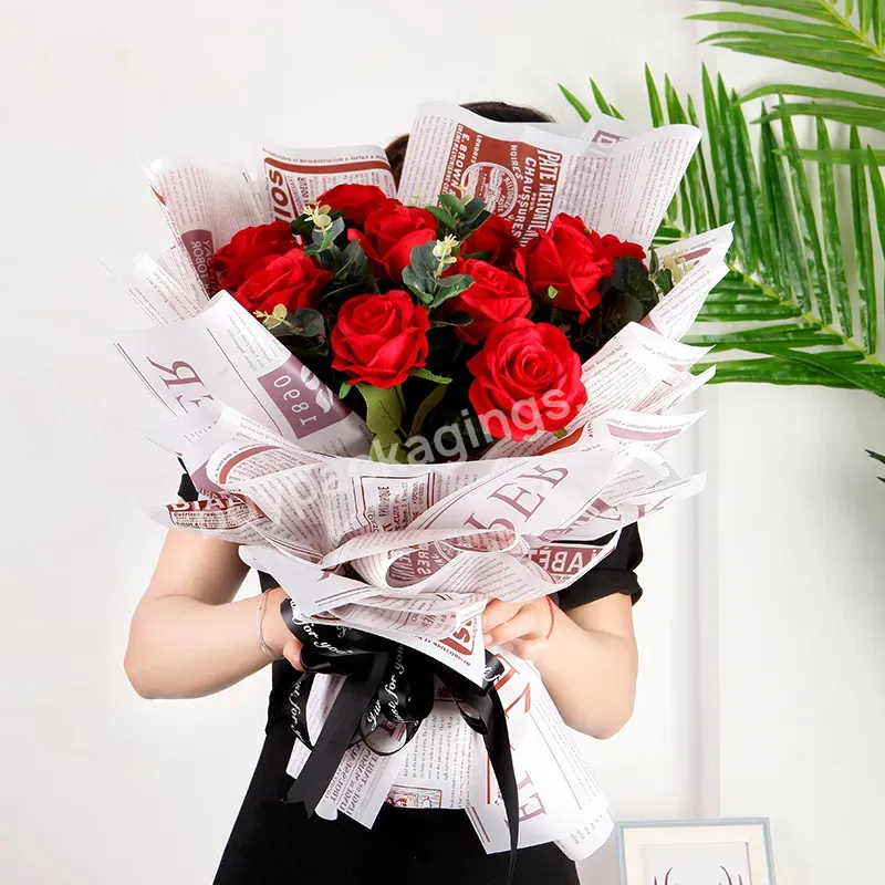 High Quality Fashion Widely Use Flower Letter Printed Personalized Gift Wrapping Paper Floral Bouquet Packaging Paper