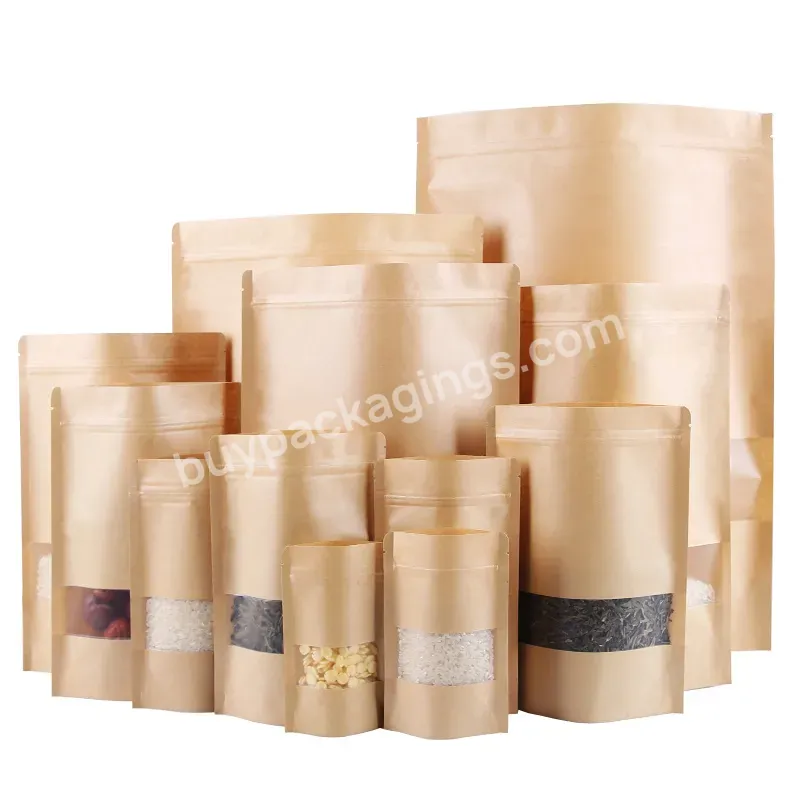 High Quality Food Craft Paper Packaging Bags 16*23+4 Stand Up Zipper Packaging Paper Bags