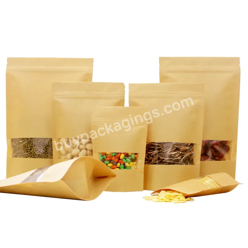 High Quality Food Craft Paper Packaging Bags 16*23+4 Stand Up Zipper Packaging Paper Bags