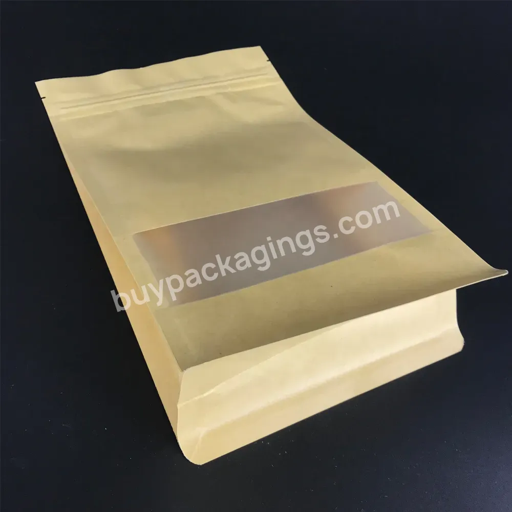 High Quality Food Grade Wrapping Kraft Paper Zipper Pouch Stand Up Zip Lock Pouch For Coffee Packaging Bag