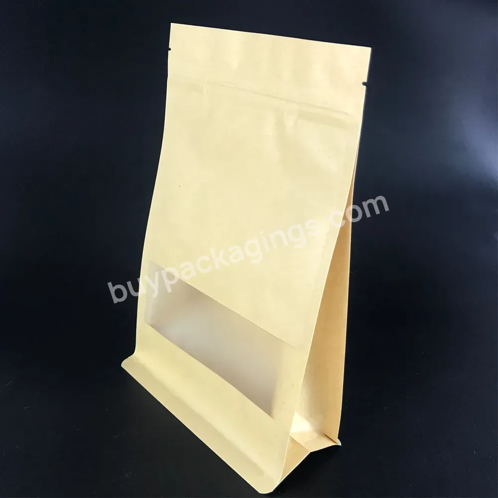 High Quality Food Grade Wrapping Kraft Paper Zipper Pouch Stand Up Zip Lock Pouch For Coffee Packaging Bag