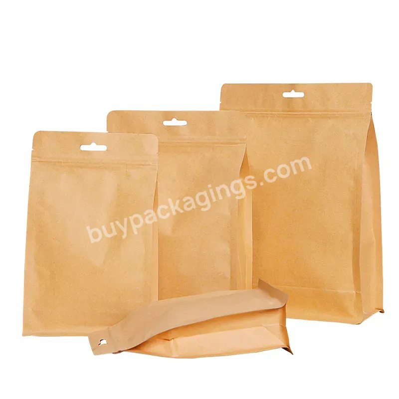 High Quality Food Kraft Paper Ziplock Bag Flat Bottom Foil Pouch Free Design Custom Paper Bags With Logo