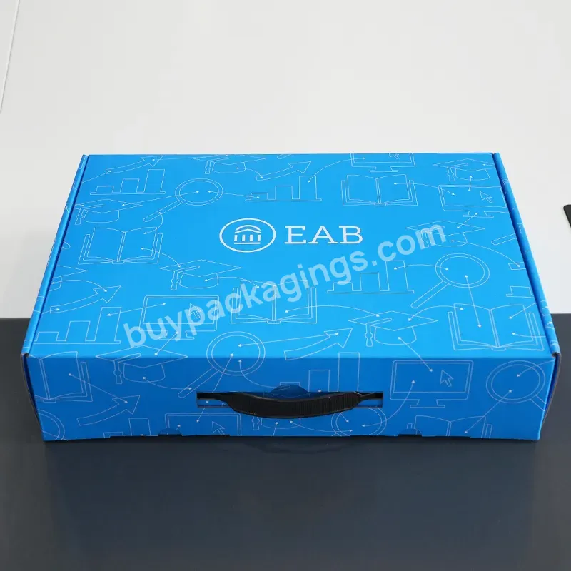 High Quality Free Custom Design Corrugated Box Folding Carton Gift Box With Soft Touch Lamination With Plastic Handle