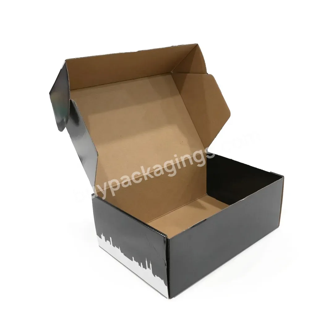 High Quality Free Custom Logo Cosmetic Corrugated Packaging Black Mailer Box Shoes Shipping Box For Clothing And Shoes