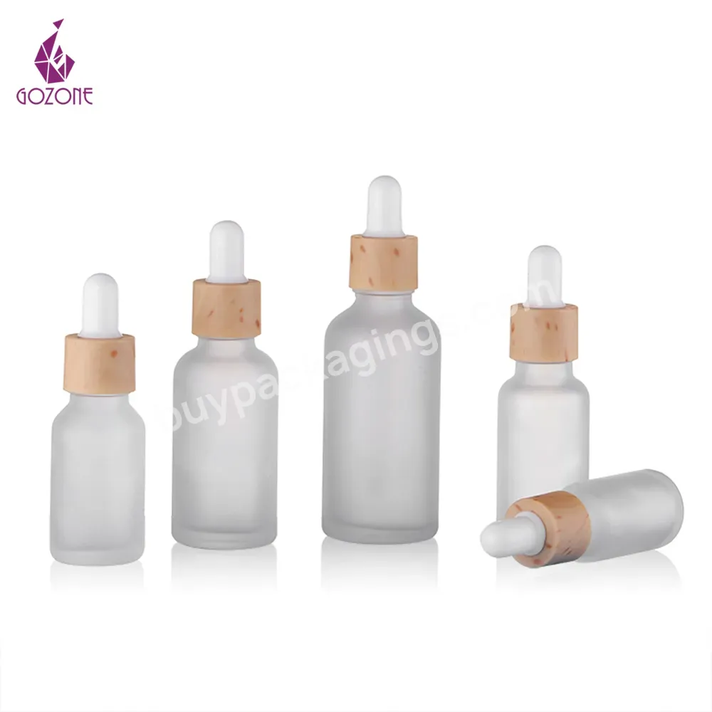 High Quality Frosted Pet Glass Bottle Dropper With Bamboo Cap