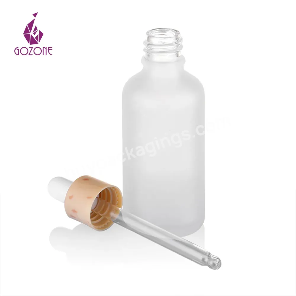 High Quality Frosted Pet Glass Bottle Dropper With Bamboo Cap