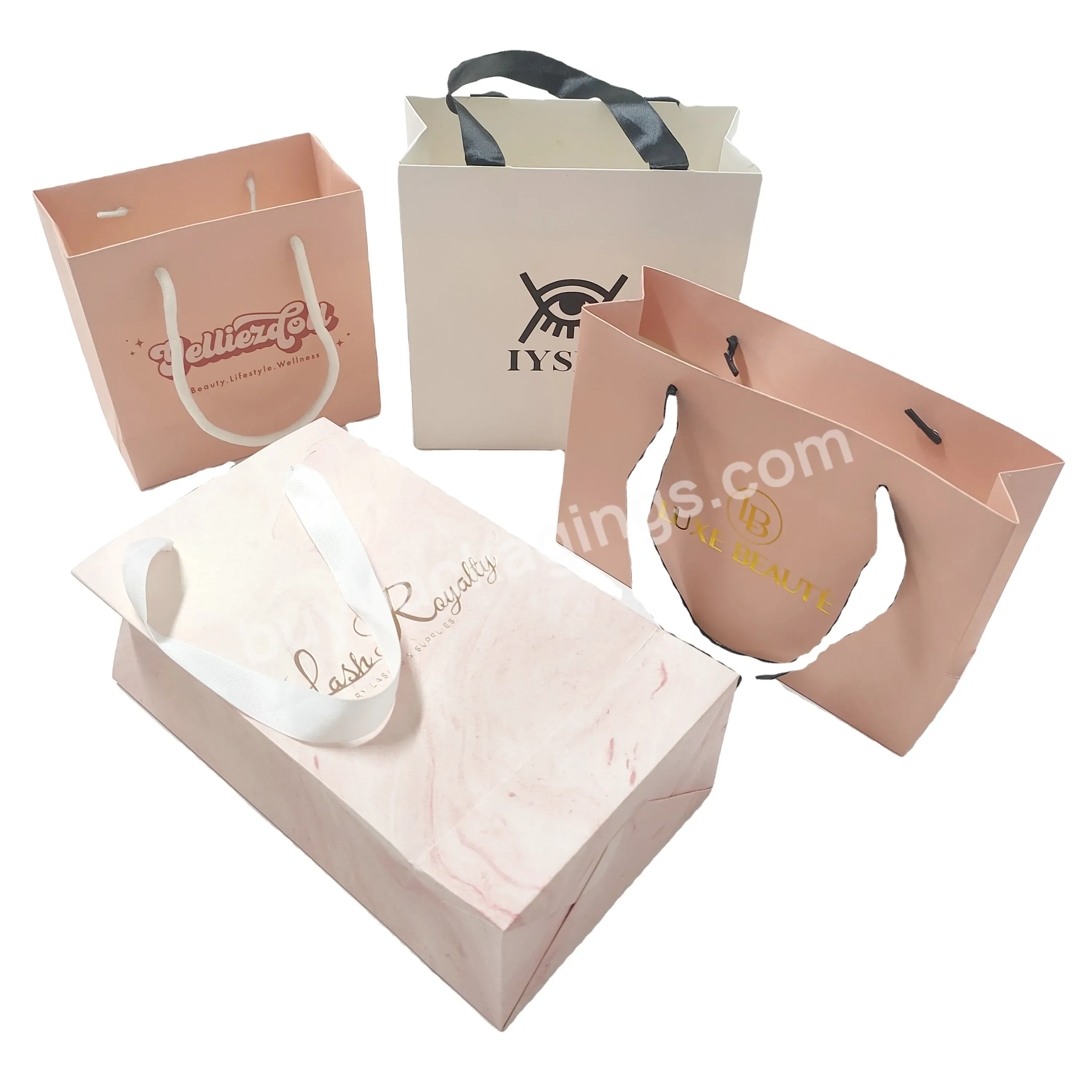 High Quality Gift Bags Gold Foil Stamped Logo Recyclable Paper Bag With Company Logo