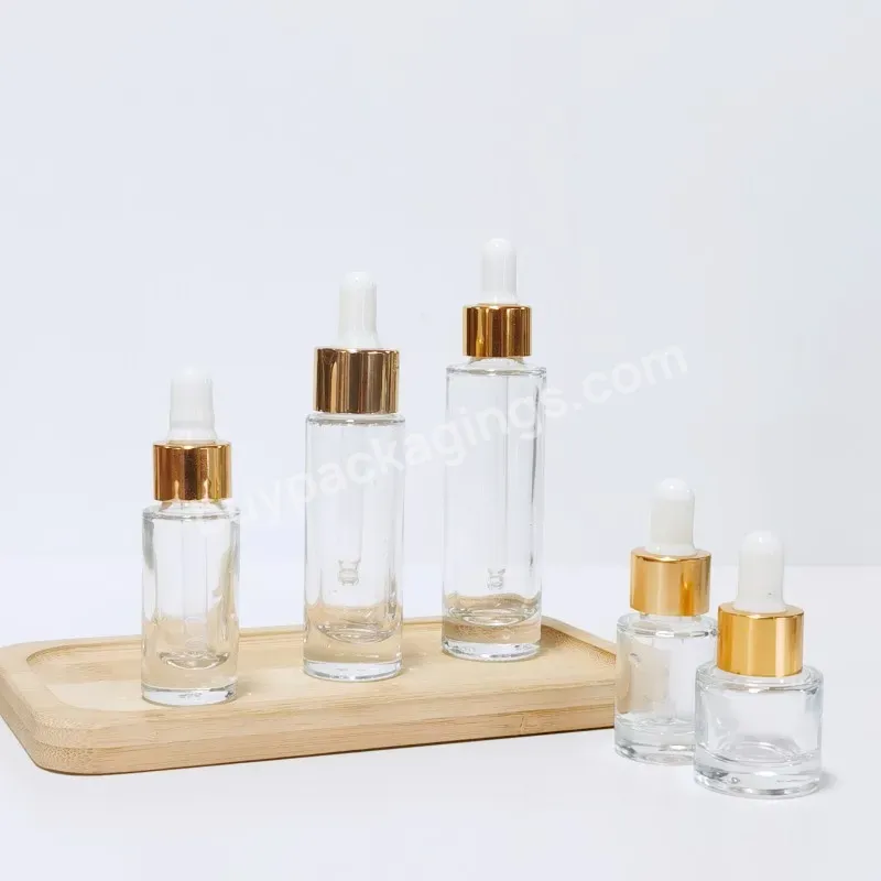 High Quality Glass Transparent Dropper Bottle Cosmetic Serum Glass Bottle 30ml 20ml 15ml 10ml 5ml