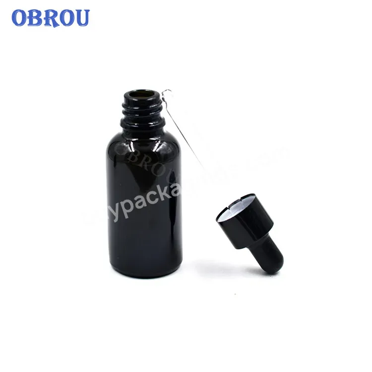 High Quality Glossy Black Glass Dropper Bottles 30ml 10ml 15ml 50ml Oil Drops Bottle With Screw Dropper Cap