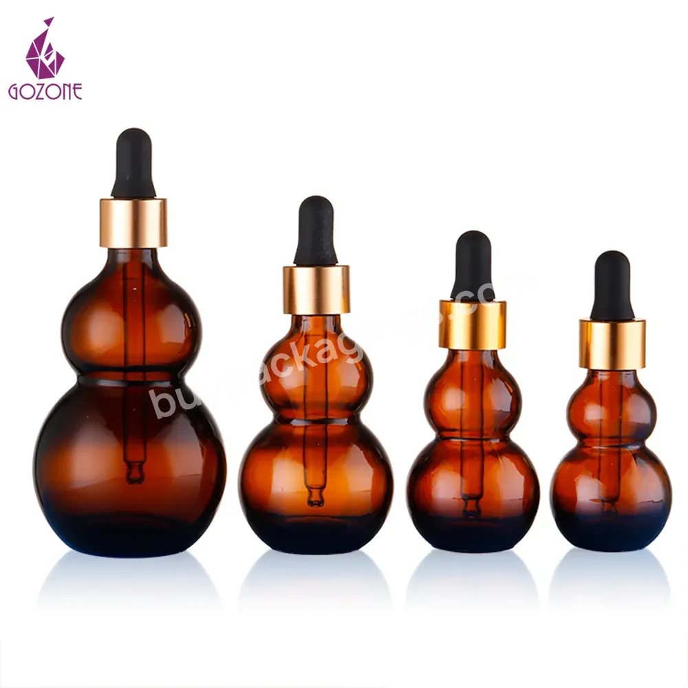 High Quality Gourd-shaped Dropper Bottle Oil Glass Dropper Bottle Amber Bottles With Glass Dropper