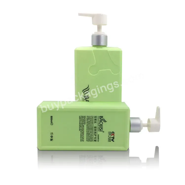 High Quality Green Square 800ml Hdpe Hair Shampoo Shower Gel Packaging Lotion Pump Bottle