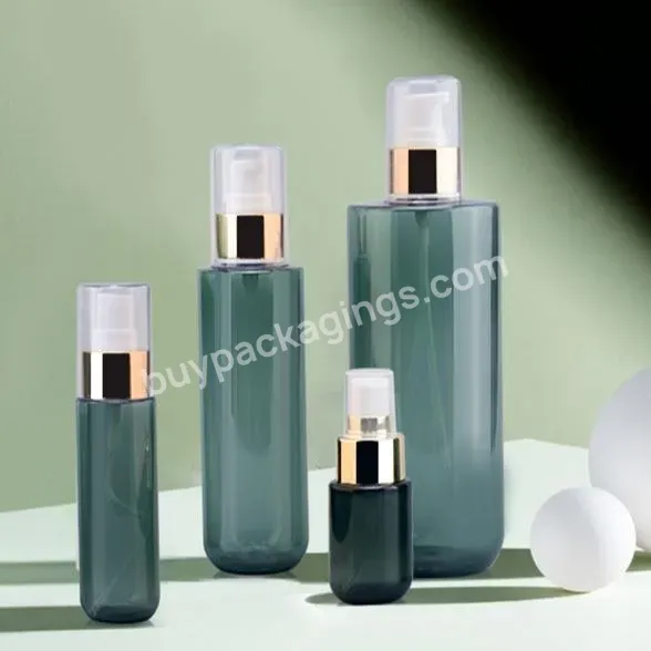 High Quality Green Transparent Pet 60ml 160ml Lotion Pump Bottle Flat Shoulder Bottle Personal Care Packaging Lotion Bottle