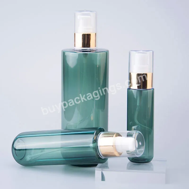 High Quality Green Transparent Pet 60ml 160ml Lotion Pump Bottle Flat Shoulder Bottle Personal Care Packaging Lotion Bottle