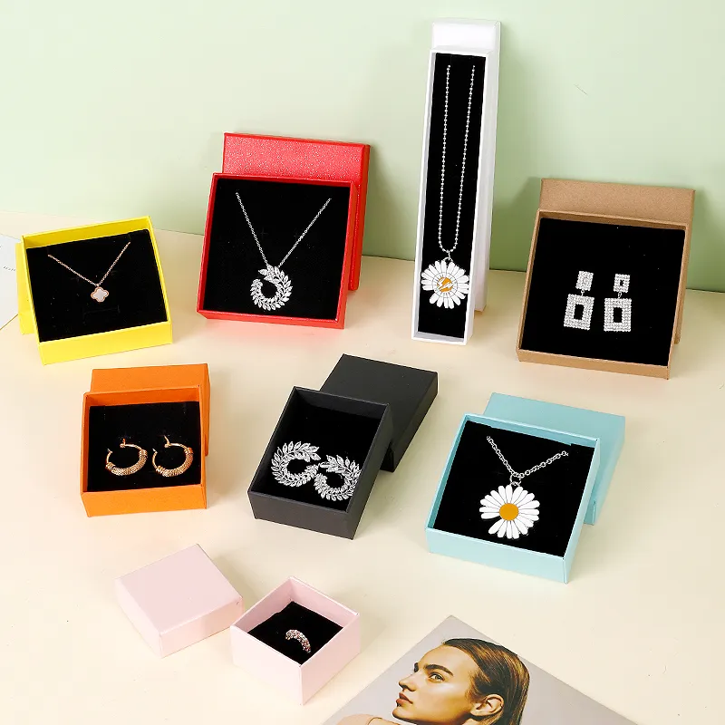 High Quality Jewelry Set Boxes Wholesale Thin Kraft Paper Heaven and Earth Cover Jewelry Packaging Bracelet Boxes