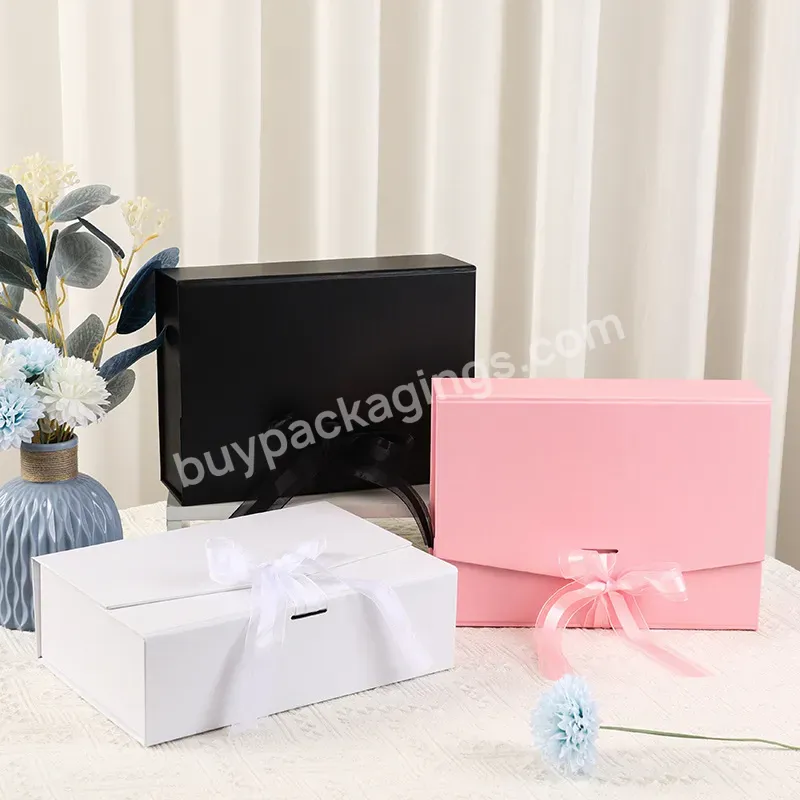 High Quality Kraft Paper Folding Box With Ribbon Bow Gift Box With Lids Clamshell Envelope Paper Boxes