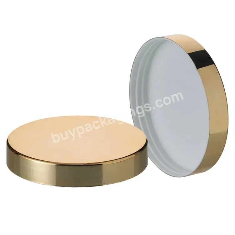 High Quality Large 89mm Shiny Gold Cosmetic Cap Plastic Aluminum Screw Cap For Jar